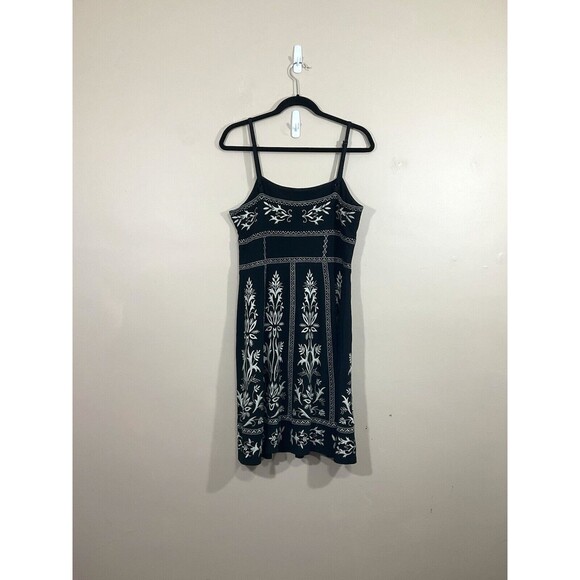 Womens Embroidered Floral Knee Length Dress S Black Fairy Grunge Boho Festival - Picture 5 of 7